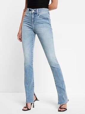 Express Women's Mid Rise Skycraper Bootcut Denim Jeans WHITE Label Light Wash 2R